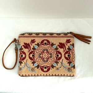 Myra Bag Canvas Purse - With fringe and wristlet strap